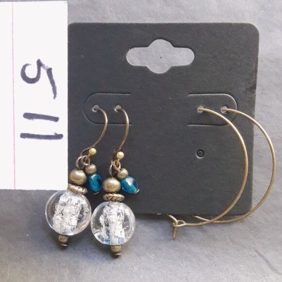 NEW Earrings Letter in a Bottle earrings Foil Glass bead earrings blue 511#fs- - Picture 5 of 6